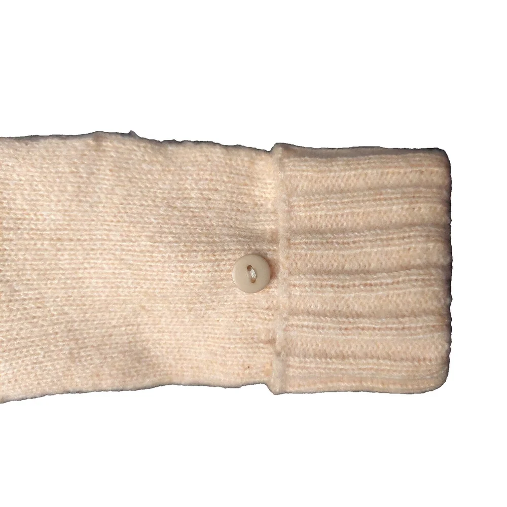 On 34th Wide-Ribbed Pop-Top Oat/Beige Knit Gloves Sz One Size NWT